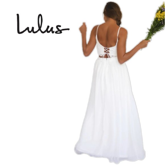 Lulus - Midnight Memories White Chiffon Maxi Skirt - Size Large - Picture 3 of 5